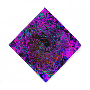 Trippy Black and Magenta Retro Liquid Swirl Bandana