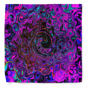 Trippy Black and Magenta Retro Liquid Swirl Bandana