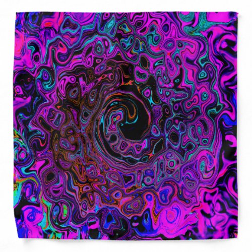 Trippy Black and Magenta Retro Liquid Swirl Bandana