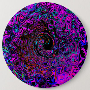 Trippy Black and Magenta Retro Liquid Swirl Button