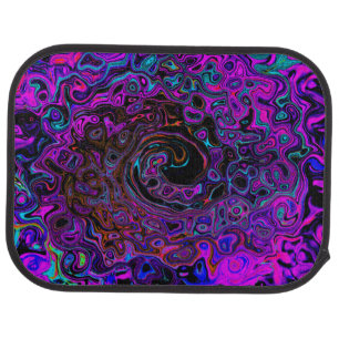 Trippy Black and Magenta Retro Liquid Swirl Car Floor Mat