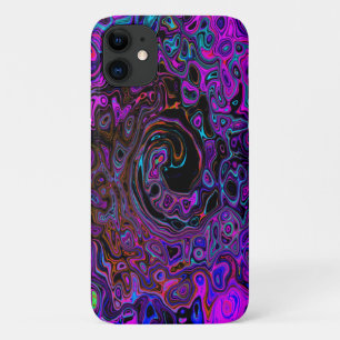 Trippy Black and Magenta Retro Liquid Swirl iPhone 11 Case