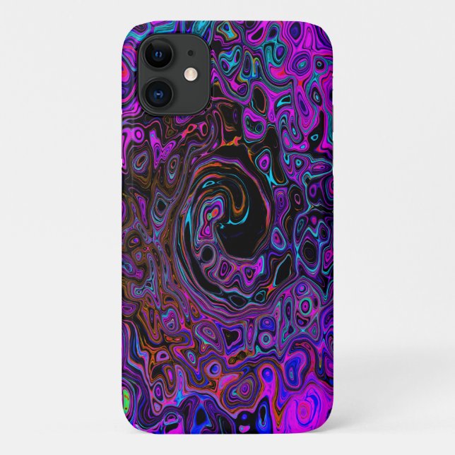 Trippy Black and Magenta Retro Liquid Swirl Case-Mate iPhone Case (Back)