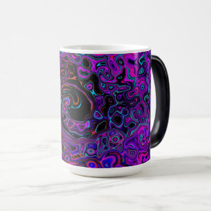 Trippy Black and Magenta Retro Liquid Swirl Color Morph Mug