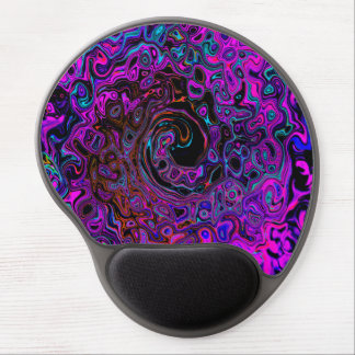 Trippy Black and Magenta Retro Liquid Swirl Gel Mouse Pad