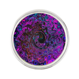 Trippy Black and Magenta Retro Liquid Swirl Lapel Pin