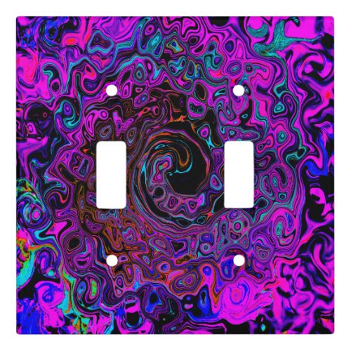 Trippy Black and Magenta Retro Liquid Swirl Light Switch Cover