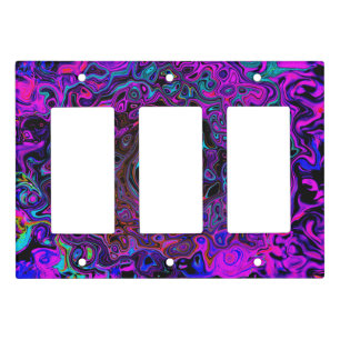 Trippy Black and Magenta Retro Liquid Swirl Light Switch Cover