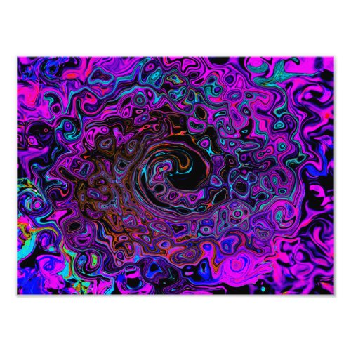 Trippy Black and Magenta Retro Liquid Swirl Photo Print