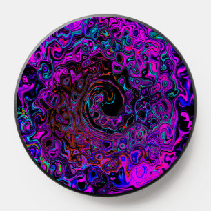 Trippy Black and Magenta Retro Liquid Swirl PopSocket