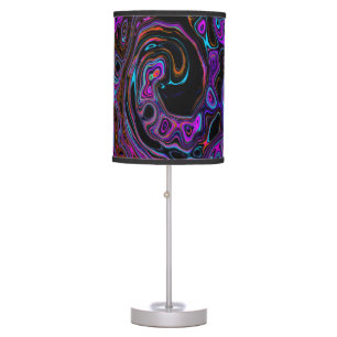 Trippy Black and Magenta Retro Liquid Swirl Table Lamp