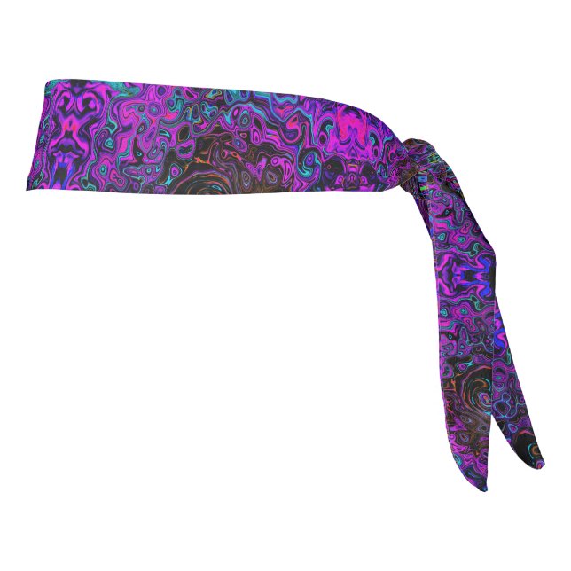 Trippy Black and Magenta Retro Liquid Swirl Tie Headband (Rotate 90)