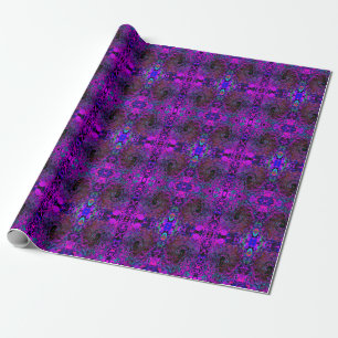Trippy Black and Magenta Retro Liquid Swirl Wrapping Paper