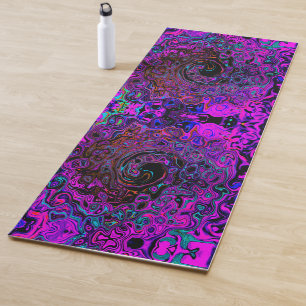 Trippy Black and Magenta Retro Liquid Swirl Yoga Mat