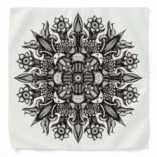 Trippy black and white cool psychedelic mandala bandana