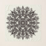Trippy black and white cool psychedelic mandala scarf<br><div class="desc">Trippy scarf with a black and white cool psychedelic mandala digital ink illustration with mushrooms and plants.</div>