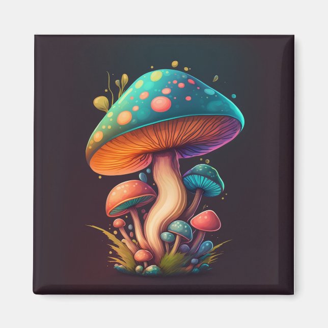 Trippy Blue Amanita Muscaria Flexible Photo Magnet (Front)