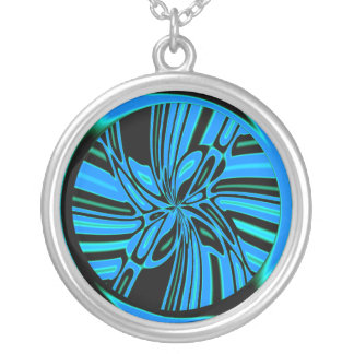 Trippy Blue Tunnel Silver Plated Necklace