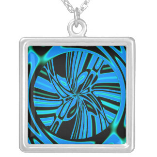 Trippy Blue Tunnel Silver Plated Necklace