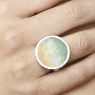 Trippy Boho Groovy Abstract Genderflor Pride Flag Ring
