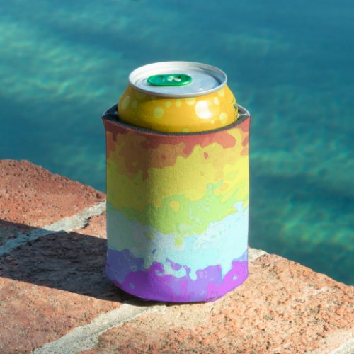 Trippy Boho Groovy Abstract Neurogender Pride Flag Can Cooler