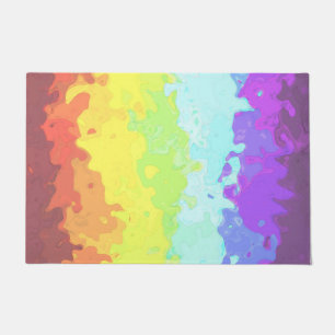 Trippy Boho Groovy Abstract Neurogender Pride Flag Doormat