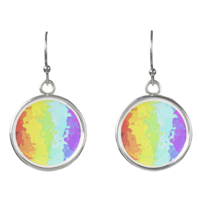 Trippy Boho Groovy Abstract Neurogender Pride Flag Earrings (Front)