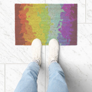 Trippy Boho Groovy Abstract Neurogender Pride Flag Fiber Doormat
