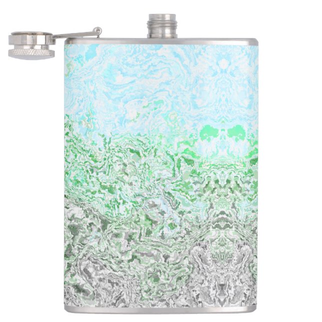Trippy Boho Groovy Grungy Autoromantic Pride Flag Flask (Opened)