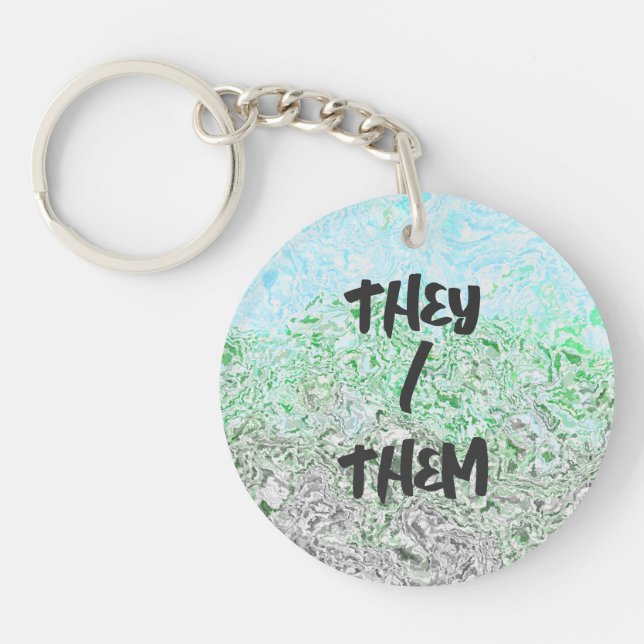 Trippy Boho Groovy Grungy Autoromantic Pride Flag Keychain (Front)