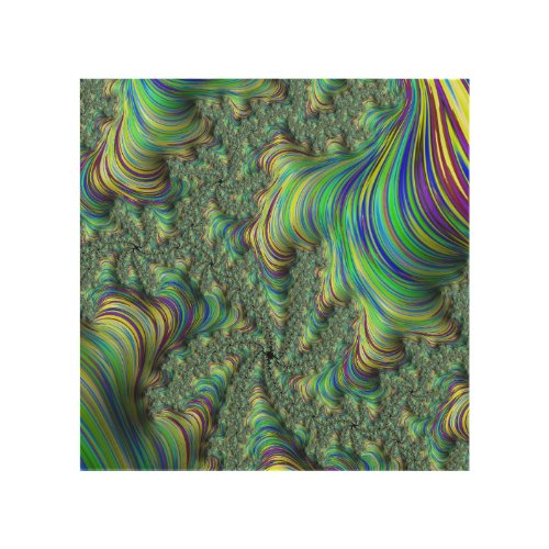 Trippy Boho Hippie Eclectic Funky Colorful Fractal Wood Wall Art