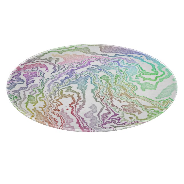 Trippy Boho Marbled Colorful Rainbow Abstract Cutting Board (Corner)