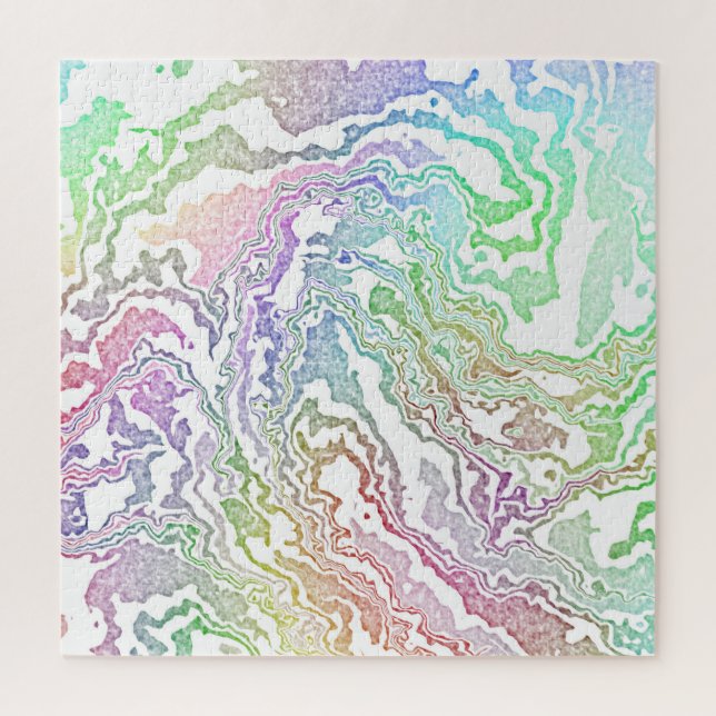 Trippy Boho Marbled Colorful Rainbow Abstract Jigsaw Puzzle (Vertical)