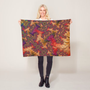 Trippy Bright Dazzling Branching Abstract Fractal Fleece Blanket