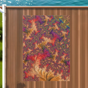 Trippy Bright Dazzling Branching Abstract Fractal Outdoor Rug