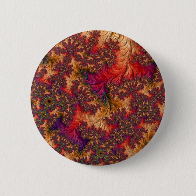 Trippy Bright Dazzling Branching Abstract Fractal Pinback Button (Front)