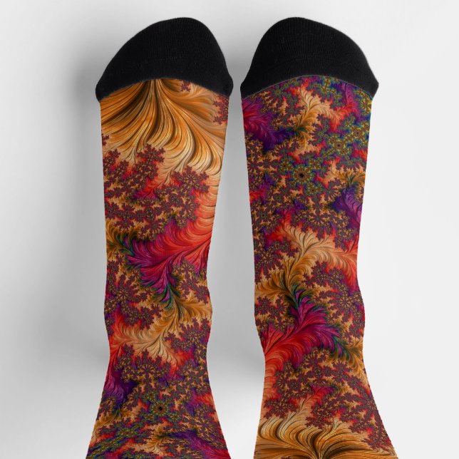 Trippy Bright Dazzling Branching Abstract Fractal Socks (Top)