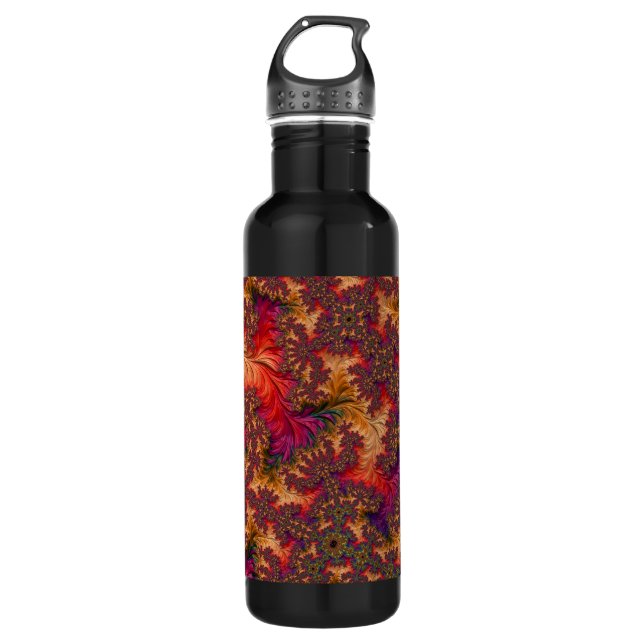 Trippy Bright Dazzling Branching Abstract Fractal Stainless Steel Water Bottle (Front)