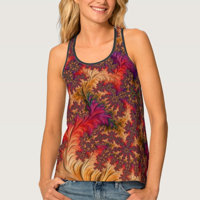 Trippy Bright Dazzling Branching Abstract Fractal Tank Top (Front)