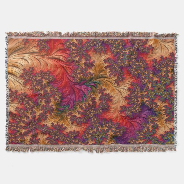 Trippy Bright Dazzling Branching Abstract Fractal Throw Blanket (Front)