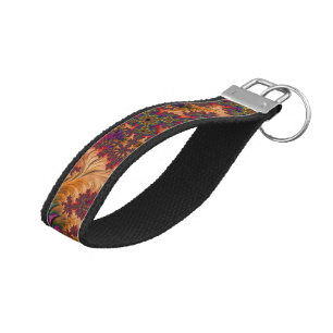 Trippy Bright Dazzling Branching Abstract Fractal Wrist Keychain