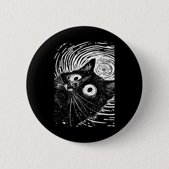 Trippy Cat Pastel Goth Gothic Grunge Alt Punk Weir Button (Front)