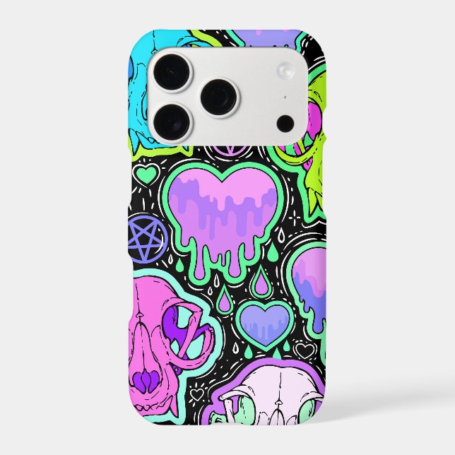 Trippy Cat Skulls Iphone Case (Back)