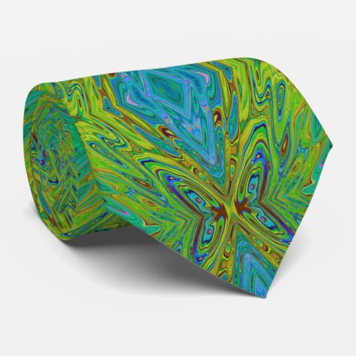 Trippy Chartreuse and Blue Abstract Butterfly Neck Tie