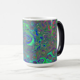Trippy Chartreuse and Blue Retro Liquid Swirl Color Morph Mug
