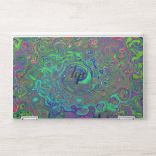 Trippy Chartreuse and Blue Retro Liquid Swirl HP Laptop Skin