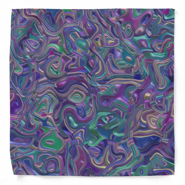Trippy Colorful 3D Swirls  Bandana (Front)