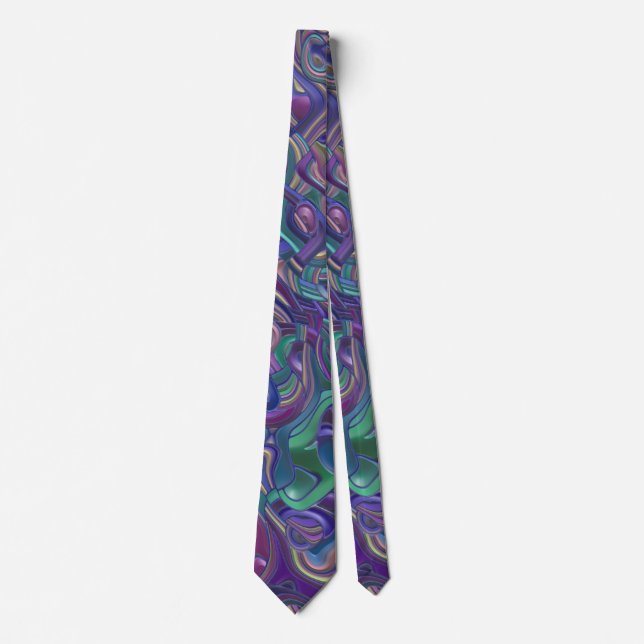 Trippy Colorful 3D Swirls   Neck Tie (Front)