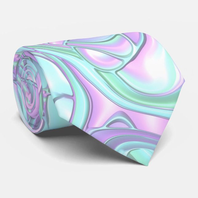Trippy Colorful 3D Swirls   Neck Tie (Rolled)