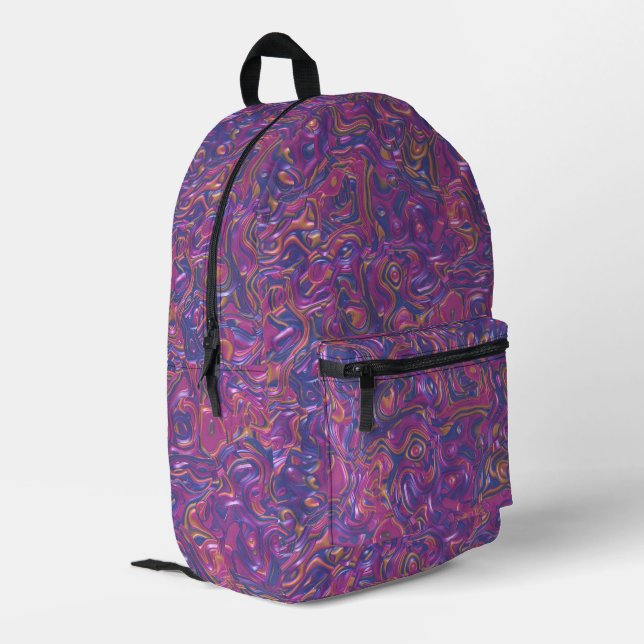 Trippy Colorful 3D Swirls Printed Backpack (Back Corner Left)